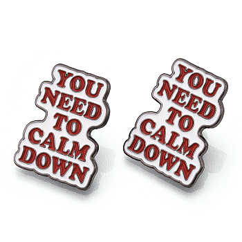 Word You Need To Calm Down Enamel Pin, Gunmetal Plated Alloy Badge for Backpack Clothes, Orange Red, 27.5x21x1.5mm