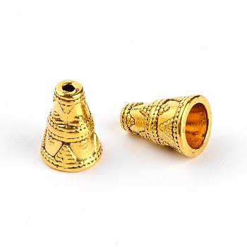 Tibetan Style Alloy Bead Cone, Apetalous, Golden, 12x8.5mm, Hole: 1.5mm