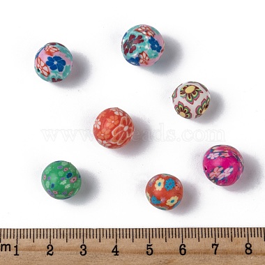 Perles en pâte polymère avec motif de fleurs manuelles(X-CLAY-Q175-M)-3
