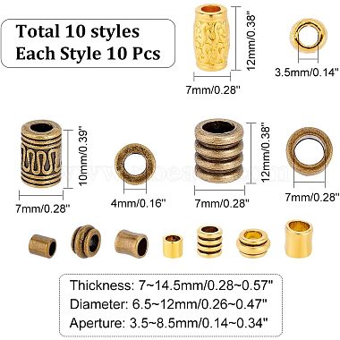 nbeads 100個 10 スタイルのチベットスタイルの合金ビーズ(FIND-NB0002-84)-2