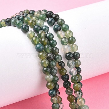 Natural Moss Agate Beads Strands(GSR4mmC001)-6