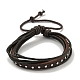 bracelet multi-brins tressé en cuir PU réglable et cordons cirés(BJEW-F468-07)-2