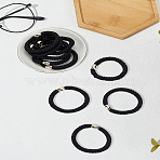 10Pcs Polyester Rubber Hair Accessories, for Girls or Women, Scrunchie/Scrunchy Hair Ties, Black, 7mm, Inner Diameter: 44mm(OHAR-LP0004-34)