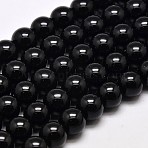 Imitate Austrian Crystal Glass Round Bead Strands, Grade AA, Black, 8mm, Hole: 1mm, about 48~50pcs/strand, 36~37cm(GLAA-F030-8mm-02)