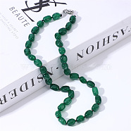 Natural Green Onyx Agate(Dyed & Heated) Nuggets Beaded Necklaces for Women, 18.11 inch(46cm)(NJEW-H047-07)