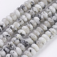 Natural Snowflake Obsidian Beads Strands, Faceted, Rondelle, 4~4.5x2~2.5mm, Hole: 1mm, about 150pcs/strand, 15.1  inch~15.3 inch(38.5~39cm)(G-K255-13A)