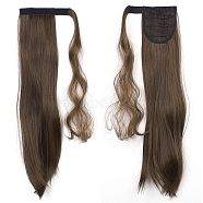 Long Straight Ponytail Hair Extension Magic Paste, Heat Resistant High Temperature Fiber, Wrap Around Ponytail Synthetic Hairpiece, for Women, Coconut Brown, 21.65 inch(55cm)(OHAR-E010-01B)