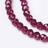 Natural Garnet Beads Strands, Faceted, Round, 3mm, Hole: 0.5mm, about 106pcs/strand, 12.6 inch(32cm)(G-D167-A-3mm)