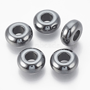 Non-magnetic Synthetic Hematite Beads, Large Hole Beads, Rondelle, 14x6mm, Hole: 6mm(G-T094-11J)