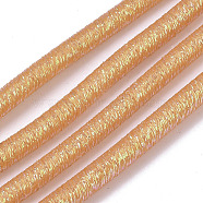 PVC Tubular Synthetic Rubber Cord, Hollow Pipe, with Glitter Powder, Orange, 5.5mm, Hole: 2.5mm, about 54.68 yards(50m)/bundle(RCOR-T002-02A-03)