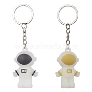 2Pcs 2 Colors Astronaut PVC Plastic Big Pendants Keychains, Iron Split Key Rings, Mixed Color, 10.9cm, 1pc/color(KEYC-JKC00686)