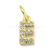 Letter Brass Micro Pave Clear Cubic Zirconia Pendants, Jump Ring, Real 18K Gold Plated, Letter E, 9x4.8x1.5mm, JJump Ring: 5x0.9mm, Hole: 3.5mm(KK-K354-06G-E)
