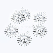 304 Stainless Steel Pendants, Sun, Stainless Steel Color, 25x22x1mm, Hole: 1mm(STAS-F128-09P)