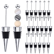 18Pcs Beadable Wine Stoppers, Alloy with Rubber Wine Saver Bottle Stopper, Cone, Black, 115x20mm(FIND-SZ0003-57)