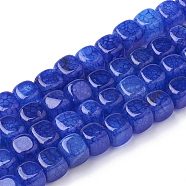 Natural Agate Beads Strands, Dyed, Cube, Blue, 7.5~8x7~7.5x7~7.5mm, Hole: 1mm, about 50pcs/strand, 14.5 inch(G-S287-03)