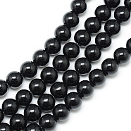 Synthetic Black Stone Bead Strands, Round, 6mm, Hole: 1mm, about 65pcs/strand, 15.7 inch(X-G-R345-6mm-35-1)
