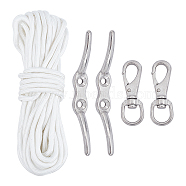 PANDAHALL ELITE Camping Tent Accessories, with Nylon Pull Rope, 304 Stainless Steel Swivel Lobster Claw Clasps, Stainless Steel Flagpole Hook, White, 8mm, 15m(AJEW-PH0001-90)