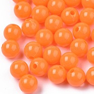Opaque Plastic Beads, Round, Coral, 6x5.5mm, Hole: 1.8mm, about 4790pcs/500g(KY-T005-6mm-606)