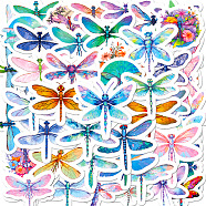 50Pcs PVC Self-Adhesive Cartoon Dragonfly Stickers, Waterproof Insect Decals for Party Decorative Presents, Mixed Color, 30~60mm(WG35961-01)