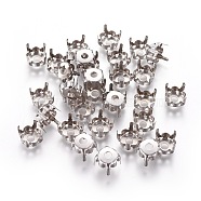 201 Stainless Steel Sew on Prong Settings, Rhinestone Claw Settings, Flat Round, Stainless Steel Color, 7.5x6mm, Tray: 7mm, fit for SS33 Diamond Shape Rhinestone(STAS-L229-03A)