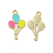 Alloy Enamel Pendants, Balloon Charms, Golden, Dodger Blue, 23.5x13x1.5mm, Hole: 1.8mm(ENAM-B050-10G-05)