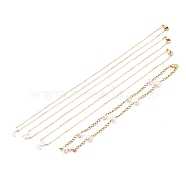 Pendant Necklaces, with Brass Cable Chains, Vacuum Plating 304 Stainless Steel Twisted Chains, Natural Cultured Freshwater Pearl Beads, Natural Freshwater Shell Bead, Golden, 15.75 inch(40cm)x0.15cm, 4pcs/set(NJEW-JN03328)