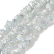 Spray Painted Glass Beads Strands, Chip, WhiteSmoke, 2.5~6.5x3~10x4~12.5mm, Hole: 1mm, 33.86''(86cm)(GLAA-P062-C04)