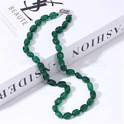 Natural Green Onyx Agate(Dyed & Heated) Nuggets Beaded Necklaces for Women, 18.11 inch(46cm)(NJEW-H047-07)