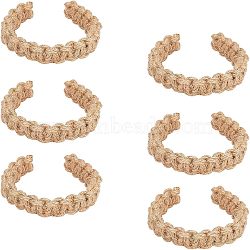 Knitting Jute Cord Curtain Tiebacks, with Iron Findings, Tan, 220x19~21x9mm(AJEW-WH0235-19)