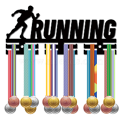 Word Running Acrylic Medal Holder, Medals Display Hanger Rack, with Standoff Pins, Medal Holder Frame, Sports Themed Pattern, 128x290x10mm, Hole: 8mm(AJEW-WH0296-027)
