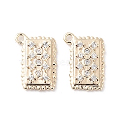 Brass Micro Pave Clear Cubic Zirconia Charms, Rectangle Charms, Real 18K Gold Plated, 14.5x10x2.5mm, Hole: 1.2mm(KK-F871-37G)