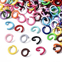 Spray Painted Iron Open Jump Rings, Mixed Color, 8.5x1mm, Inner Diameter: 5.5mm, about 5050pcs/1000g(IFIN-T017-04B)