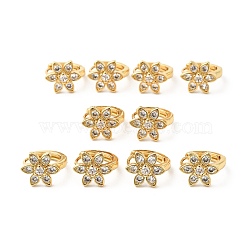 Cubic Zirconia Flower Hoop Earrings, Real 18K Gold Plated Brass Jewelry for Women, Cadmium Free & Nickel Free & Lead Free, Clear, 13.5x15x10.5mm, Pin: 1mm(EJEW-G312-18G-02)