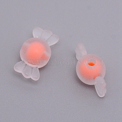 Transparent Clear Acrylic Beads, Frosted, DIY Accessories, Bead in Bead, Candy, Orange, 8.5x16.5x8.5mm, Hole: 2mm(FACR-CJC0002-01F)