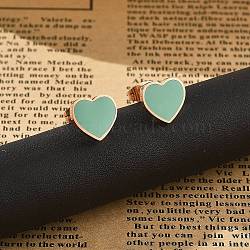 304 Stainless Steel Enamel Stud Earrings, Ion Plating(IP), Heart, Rose Gold, 10x11mm(EJEW-F354-01RG)