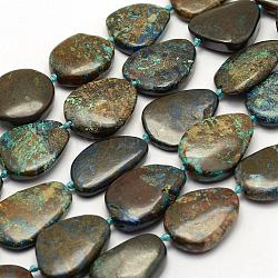 Natural Chrysocolla Beads Strands, teardrop, 21~28x18~23x3~8mm, Hole: 1mm, about 15pcs/strand, 16.7 inch(G-G695-04)