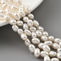 Natural Cultured Freshwater Pearl Beads Strands, Top Drilled, Rice, Old Lace, 5~6mm, Hole: 0.5mm, about 35pcs/strand, 7.87 inch(20cm)(PEAR-A006-22)