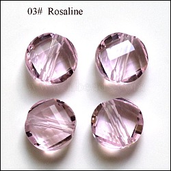 Imitation Austrian Crystal Beads, Grade AAA, Faceted, Flat Round, Pink, 10x5mm, Hole: 0.9~1mm(SWAR-F057-10mm-03)