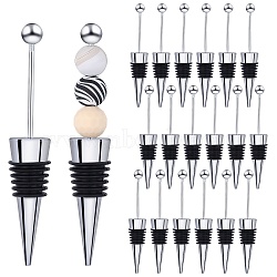 18Pcs Beadable Wine Stoppers, Alloy with Rubber Wine Saver Bottle Stopper, Cone, Black, 115x20mm(FIND-SZ0003-57)