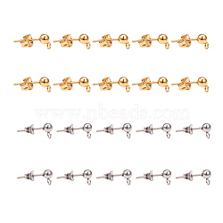 304 Stainless Steel Stud Earring Findings, Mixed Color, 40pcs/box(STAS-PH0018-58)