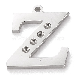 304 Stainless Steel Letter Pendant Rhinestone Settings, Stainless Steel Color, Letter.Z, Z: 16x14x1.5mm, Hole: 1.2mm, Fit for 1.6mm rhinestone(STAS-J028-01Z)
