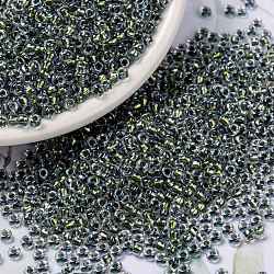 MIYUKI Round Rocailles Beads, Japanese Seed Beads, 8/0, (RR3201) Magic Golden Olive Lined Crystal, 3mm, Hole: 1mm, about 422~455pcs/10g(X-SEED-G008-RR3201)