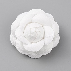 Camellia Shaped Velet Lapel Pin, Alloy Exquisite Brooch for Women, White, 58.5x58x27mm, Pin: 0.5mm(JEWB-WH0010-50B)