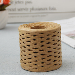 Raffia Ribbon, Packing Paper String, Raffia Twine Paper Cords for Gift Wrapping and Weaving, Peru, 3~4mm, about 218.72 Yards(200m)/Roll(X-SENE-PW0003-104M)
