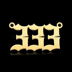 201 Stainless Steel Pendants, Number, Real 18K Gold Plated, Num.3, 12~14x18~26x1mm, Hole: 1.4mm(STAS-N090-LA866-3LG)