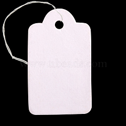 Rectangle Blank Hang tag, Jewelry Display Paper Price Tags, with Cotton Threads, White, 26x16x0.2mm, Hole: 2mm, 500pcs/bag(CDIS-N001-53)