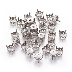 201 Stainless Steel Sew on Prong Settings, Rhinestone Claw Settings, Flat Round, Stainless Steel Color, 7.5x6mm, Tray: 7mm, fit for SS33 Diamond Shape Rhinestone(STAS-L229-03A)