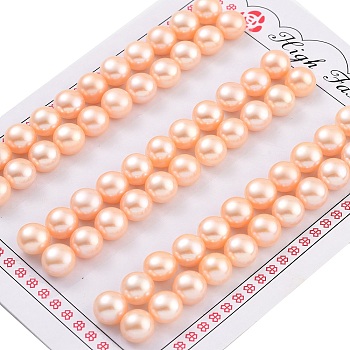 Grade 6A Natural Cultured Freshwater Pearl Beads, Half Drilled, Half Round Beads, Pink, 8~8.5x6mm, Hole: 1mm