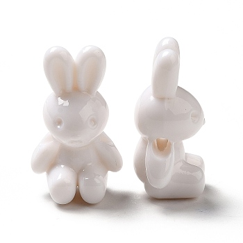 Opaque Acrylic Beads, Rabbit, White, 24.5x14x11mm, Hole: 2.5mm, about 320pcs/500g