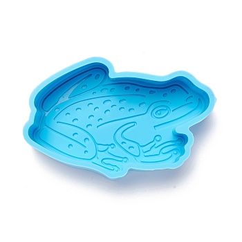 Frog DIY Decoration Silicone Molds, Resin Casting Molds, For UV Resin, Epoxy Resin Jewelry Making, Deep Sky Blue, 91x100x31mm